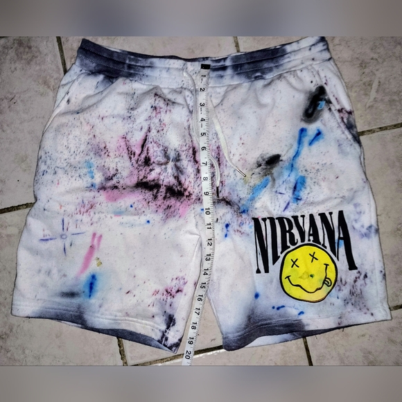 New galaxy swirl tye die one of one NIRVANA designer StreetWear shorts - Picture 12 of 16